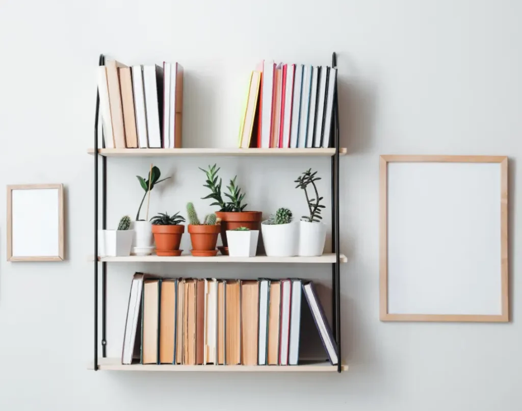 বই, ডেকোর আইটেম এবং গাছের ব্যালান্স