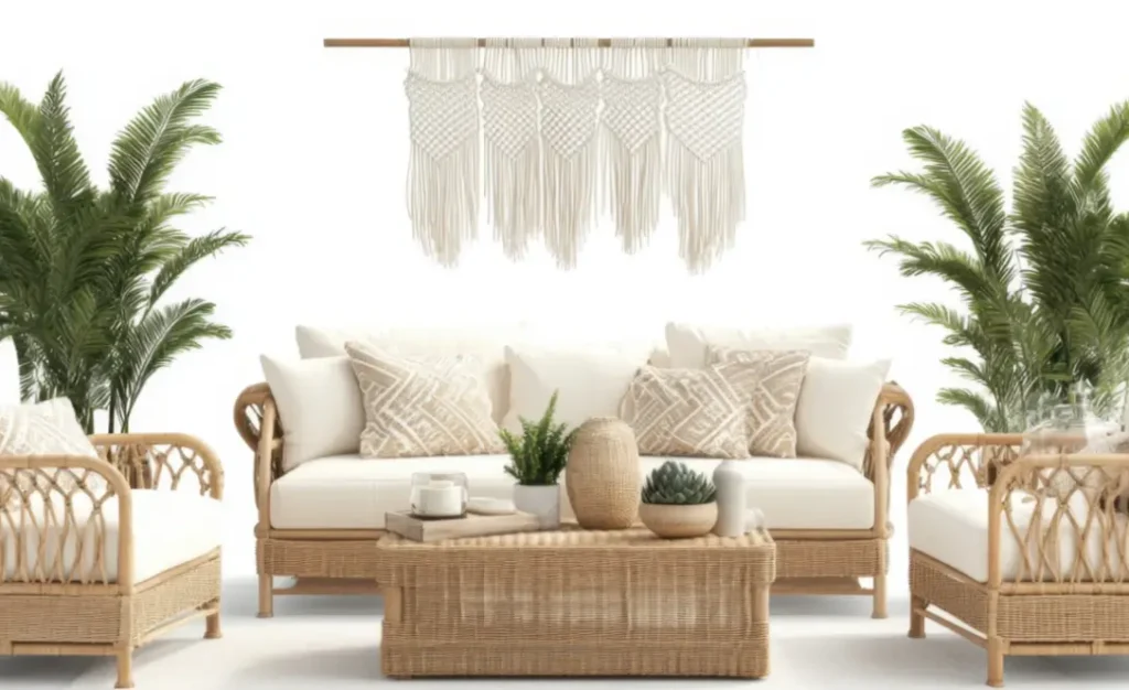 লিভিং রুমে বড় সাইজ প্ল্যান্ট ডেকোর